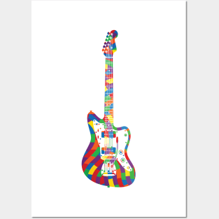 Offset Body Style Electric Guitar Colorful Texture Posters and Art